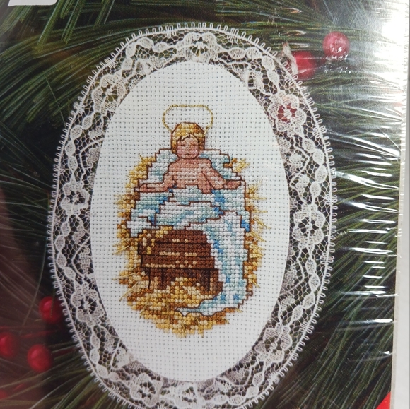 Designs For The Needle Lace Ornament Baby Jesus Christmas Ornament Cross Stitch - Picture 3 of 4